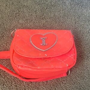 Justice Neon Orange Mini Bag with Heart Detail